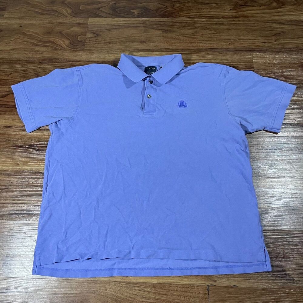 IZOD Silk Wash Performance Short Sleeve Polo Shirt Blue Cotton Men’s Size XL